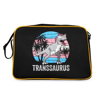 Transgender Stolz Trans Flagge Dinosaurier Trex LG - Retro Tasche - Schwarz/Gold - Hinten