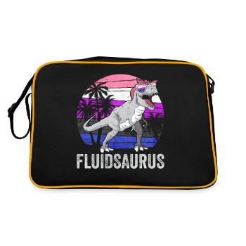 Gender Fluid Pride Flag Dinosaur Trex LGB - Retro Bag - black/gold - Back