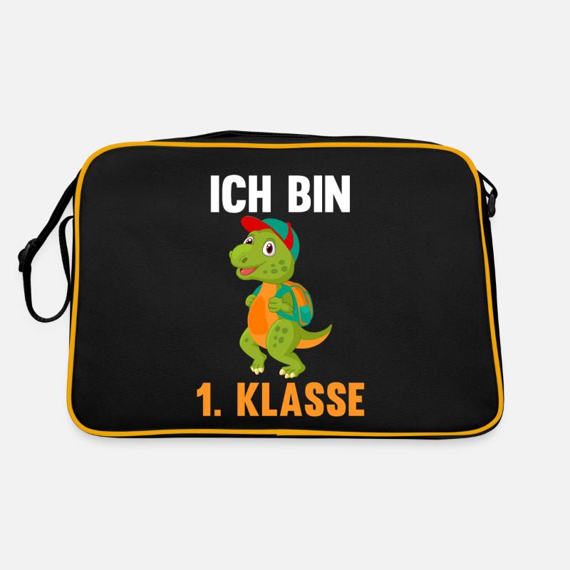 Schulkind Schulbeginn Erste Klasse Dinosaurier Ein Retro Tasche