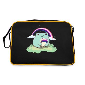 Genre Fluid Pride Flag Mignon Grenouille subtile LGB - Sac Retro - noir/or - Dos