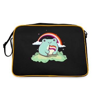 Lesbian Pride Flag Cute Frog Subtle LGBTQ - Retro Bag - black/gold - Back