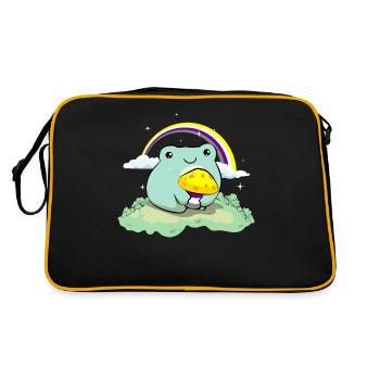 Nicht binär Stolz Flagge niedlich Frosch Pilz subt - Retro Tasche - Schwarz/Gold - Hinten