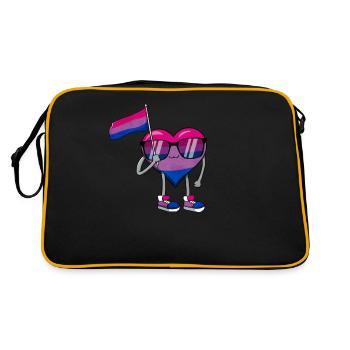 Bi Pride Bisexual Flag Heart Subtle LGBTQ - Retro Bag - black/gold - Back