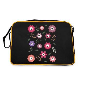 Weirdcore Aesthetic Floral Eyes Pattern - Retro Bag - black/gold - Back