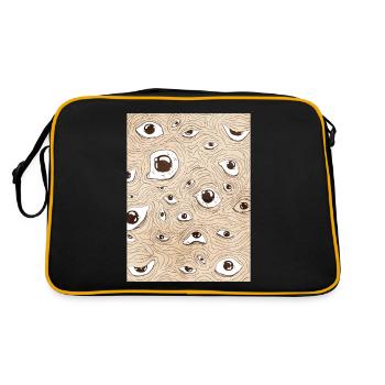 Weirdcore Aesthetic Eyes Pattern - Retro Bag - black/gold - Back