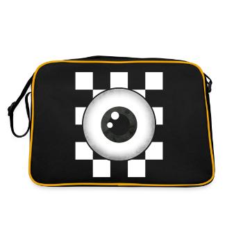 Weirdcore Aesthetic Black White Eyeball Checkered - Retro Bag - black/gold - Back