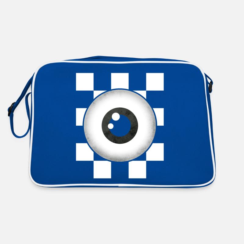 Weirdcore Aesthetic Black White Eyeball Checkered Retro Bag