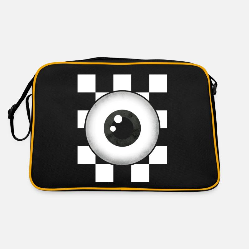 Weirdcore Aesthetic Schwarz Weiß Augapfel Kariert Retro Tasche