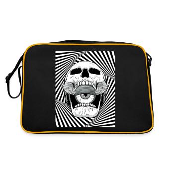 Weirdcore Aesthetic Skull Eyeball Wings - Retro Bag - black/gold - Back