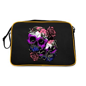 Genre Fluid Fierté Drapeau Crâne Roses Subtil LGB - Sac Retro - noir/or - Dos