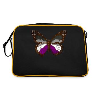 Asexual Pride Ace Flag Butterfly Subtle LG - Retro Bag - black/gold - Back