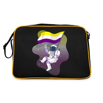 Nicht binär Stolz Flagge Raum Astronaut Subtil LGB - Retro Tasche - Schwarz/Gold - Hinten