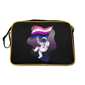 Gender Fluid Pride Flag Space Astronaut Subtle - Retro Bag - black/gold - Back