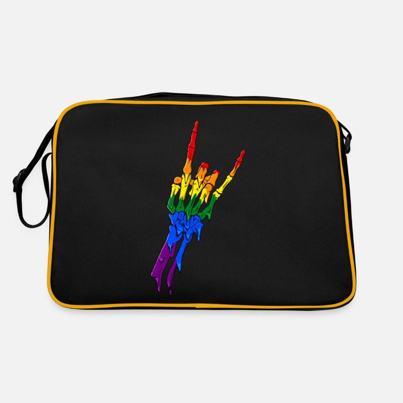 Gay Pride Rainbow Flag Devil Horn Ske Retro Bag
