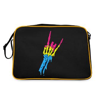 Pansexual Pride Pan Flag Devil Horn Skeleton - Retro Bag - black/gold - Back