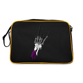 Asexual Pride Ace Flag Devil Horn Skeleton Subtle - Retro Tasche - Schwarz/Gold - Hinten