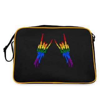Gay Pride Rainbow Flag Devil Horn Ske - Retro Bag - black/gold - Back