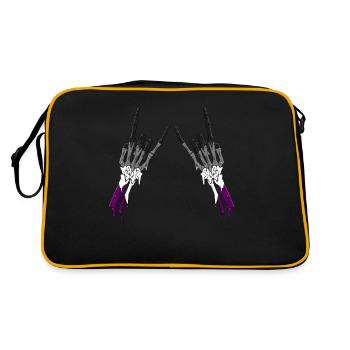 Asexual Pride Ace Flag Devil Horn Skeleton Subtle - Retro Tasche - Schwarz/Gold - Hinten