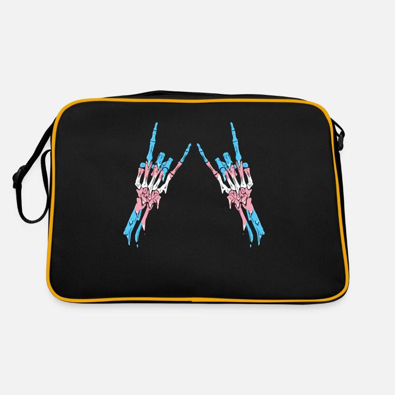 Transgender Pride Trans Flag Devil Horn Skeleton Sac Retro