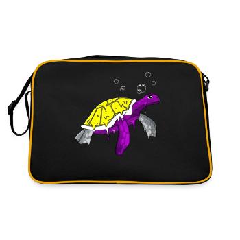 Non Binary Pride Flag Sea Turtle Subtle - Retro Bag - black/gold - Back