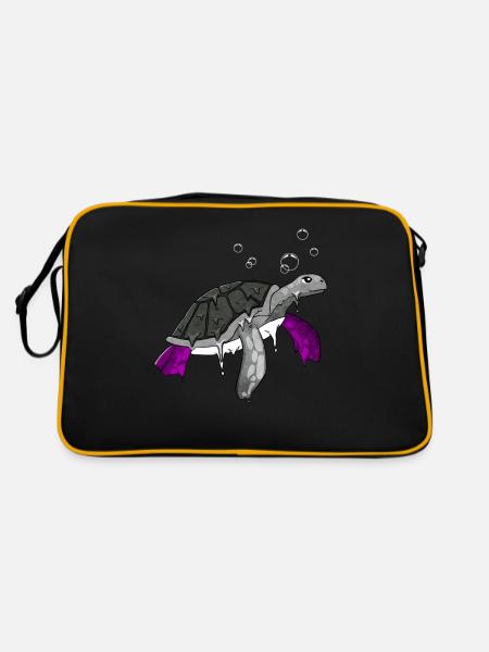 Asexual Pride Ace Flag Sea Turtle Subti - Sac Retro - noir/or - Dos