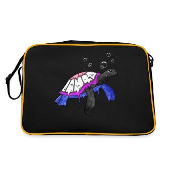 Gender Fluid Pride Flag Sea Turtle Subtle - Retro Bag - black/gold - Back