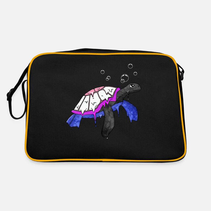 Gender Fluid Pride Flag Sea Turtle Subtle Retro Bag
