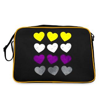 Non Binary, Proud, Flag, Heart, Subtle, LGBTQ - Retro Bag - black/gold - Back