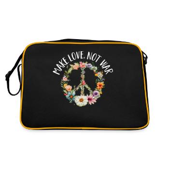 Hippie Peace Sign Peace Flowers Flower Child - Sac Retro - noir/or - Dos