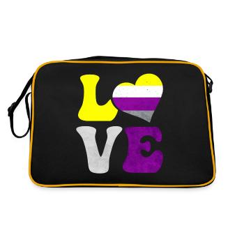 Drapeau de fierté non binaire AMOUR coeur LGBTQ - Sac Retro - noir/or - Dos