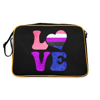 Gender Fluid Pride Flag LOVE Heart LGBTQ - Retro Bag - black/gold - Back