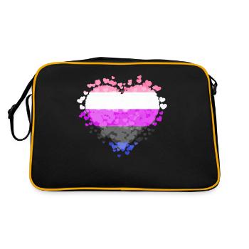 Gender Fluid Pride Flag Hearts Sublte LGBTQ - Retro Bag - black/gold - Back