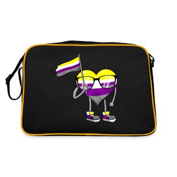 Drapeau de la fierté non binaire Coeur Sublte LGBTQ - Sac Retro - noir/or - Dos