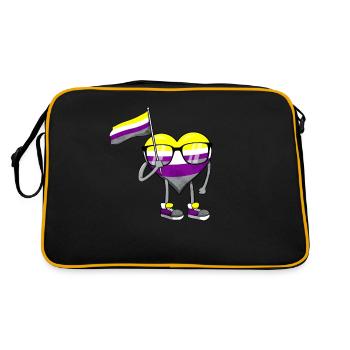 Drapeau de la fierté non binaire Coeur Sublte LGBTQ - Sac Retro - noir/or - Dos