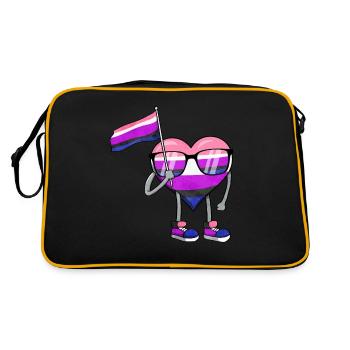 Gender Fluid Pride Flag Heart Sublte LGBTQ - Retro Bag - black/gold - Back