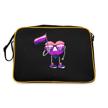 Gender Fluid Pride Flag Heart Sublte LGBTQ - Retro Bag - black/gold - Back