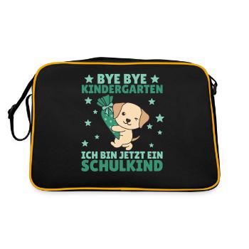 bye bye Kindergarten ich bin jetzt ein Schulkind - Retro Tasche - Schwarz/Gold - Hinten