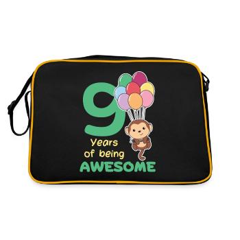 Monkey for 9th birthday children nine years old - Retro Bag - black/gold - Back