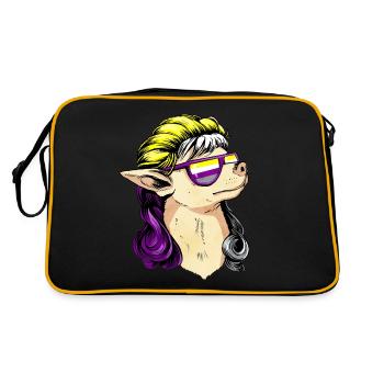 Nicht binäre Stolz Flagge Mullet Chihuahua Hund Su - Retro Tasche - Schwarz/Gold - Hinten