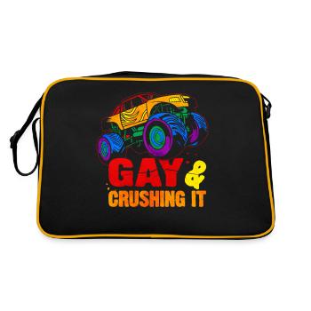 Gay Pride Regenbogenflagge Monster Truck - Retro Tasche - Schwarz/Gold - Hinten
