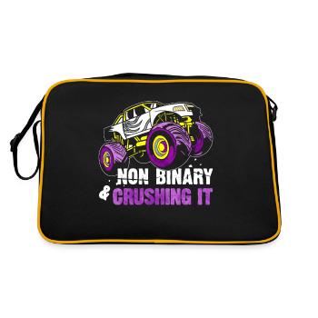 Non-Binary Pride Flag Monster Truck - Retro Bag - black/gold - Back