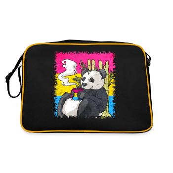 Pansexuell Stolz Pan Flagge Panda Kaffee Sublte LG - Retro Tasche - Schwarz/Gold - Hinten
