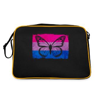 Bi Pride Bisexual Flag Butterfly Sublte LGB - Sac Retro - noir/or - Dos