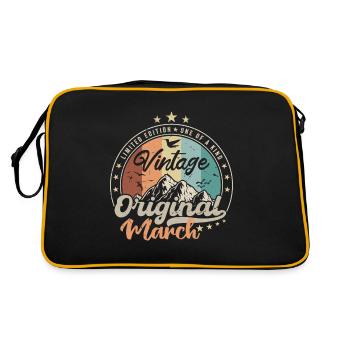 Born in March Geburtstagsgeschenk - Retro Tasche - Schwarz/Gold - Hinten