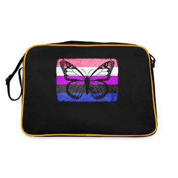 Gender Fluid Pride Flag Butterfly Sublte - Retro Bag - black/gold - Back