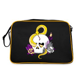 Non Binaire Fierté Drapeau Crâne Serpents Roses - Sac Retro - noir/or - Dos