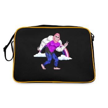 Gender Fluid Pride Flag Rainbow Bigfoot Sasqu - Retro Bag - black/gold - Back
