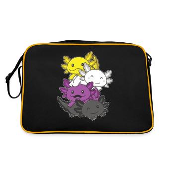 Nonbinary Flag Pride LGBTQ Cute Axolotl Stack - Retro Bag - black/gold - Back