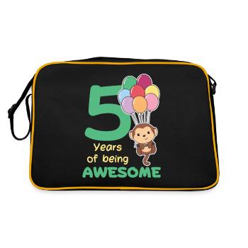 Monkey for 5th birthday children five years old - Retro Bag - black/gold - Back