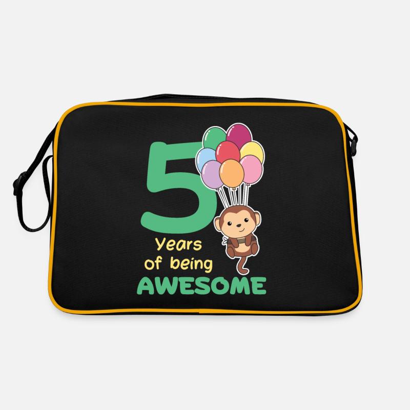 Monkey for 5th birthday children five years old Retro Bag
